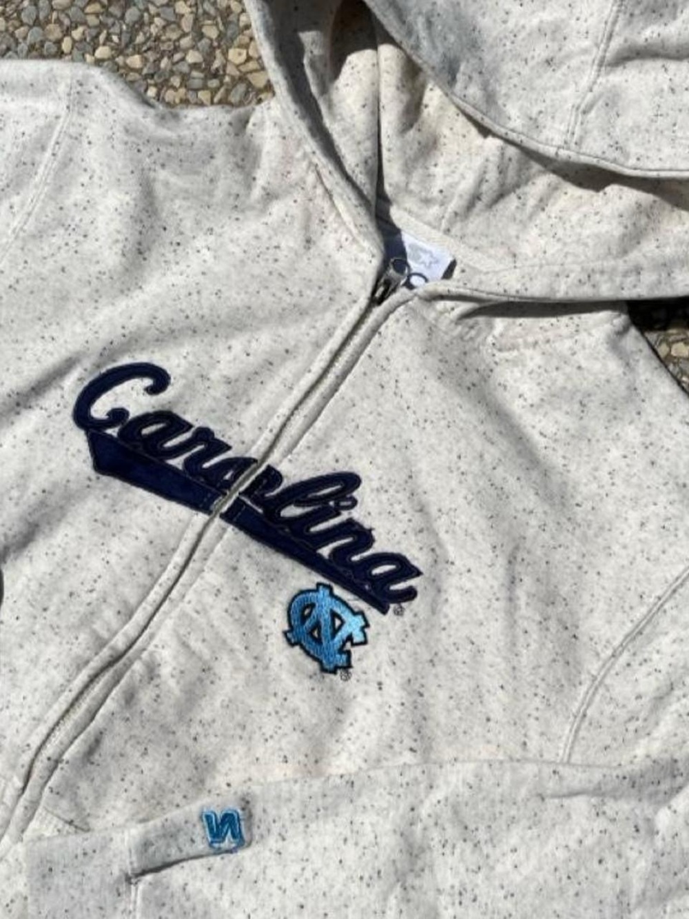 STARTER Light Cream Speckled Carolina Zip Hoodie with Logo